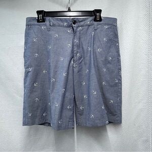 Dockers Blue Anchor Print Men's Flat Front Shorts 34‎